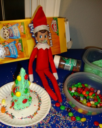 elf on a shelf with green frosting
