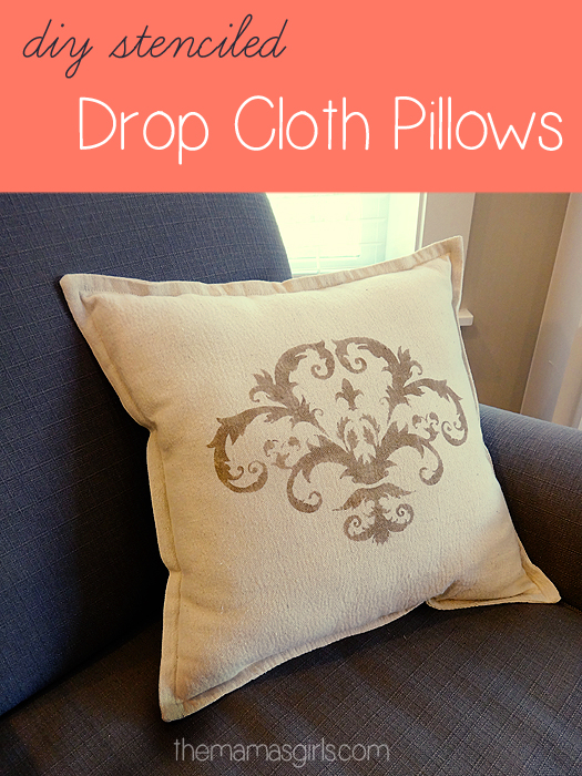 Stenciled Drop Cloth Throw Pillow