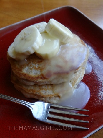 pancakes with coconut syrup and bananas